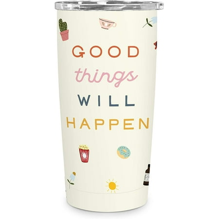 

20 oz. Insulated Stainless-Steel Tumbler by Athenstics - Good Things Will Happen - Tall - BPA-Free - Double-Walled Vacuum Seal Keeps Liquids Cold up to 24 Hours - Fits Standard Size Cup Holders