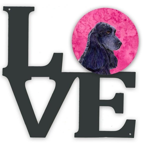 Pink Cocker Spaniel Metal Wall Artwork LOVE