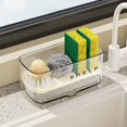 thumbnail image 5 of Shoreew Sink Caddy with Auto Drain Tray Kitchen Sink Sponge Holder Detachable Sink Organizer for Countertop Storage Sponges Soap Cleaning Supplies, 5 of 6