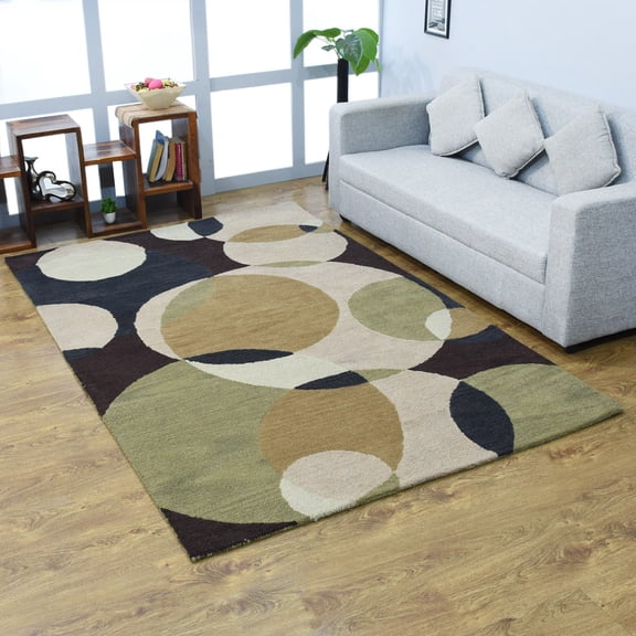 Rugsotic Carpets Hand Tufted Wool Eco-Friendly 8'x10' Area Rugs Rectangle Multicolor Geometric Modern High Pile Thick Handmade Anti Skid Indoor Rug for Living Room, Bedroom K00226