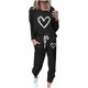 thumbnail image 2 of Puntoco Conjunto de pijama cómodo para mujer, con estampado de letras de invierno, cuello redondo, manga larga, pantalones, ropa informal para el hogar, 2 of 4