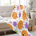 thumbnail image 6 of 70x55 Inches Glow in The Dark Blanket Cozy Throw Camping Blankets for Home and Outdoor Use Smiling Pumpkins and Flowers, 6 of 8