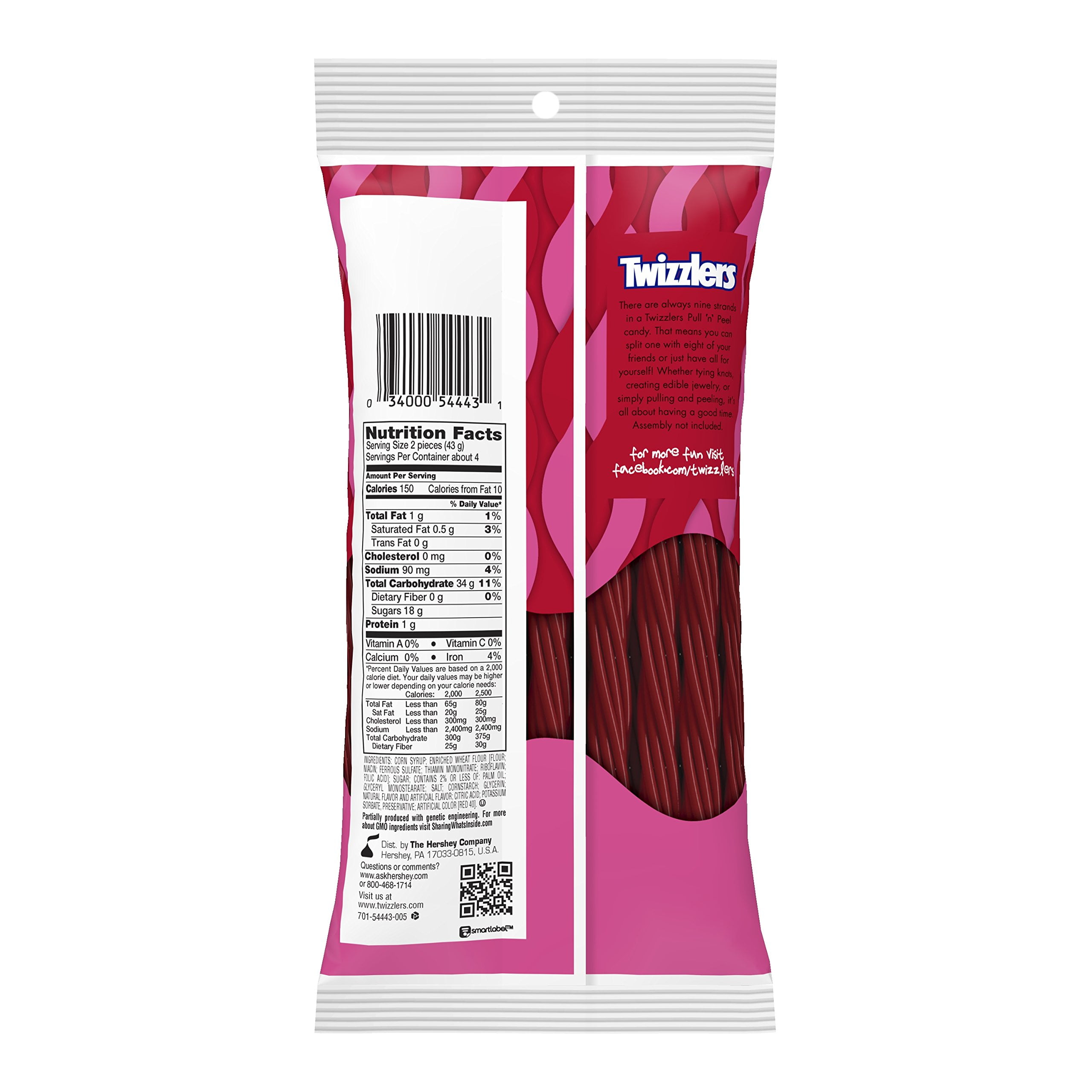 TWIZZLERS PULL N PEEL Candy, Cherry Flavored Licorice Candy, 6.10 Ounce Bag (Pack of 12)