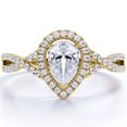 thumbnail image 1 of JeenMata Anillo de Compromiso con Halo Milgrain de Moissanita de Corte Pera de 1,75 Quilates, Cuerpo Retorcido Infinito, Pavé en Baño de Oro Amarillo de 18 K sobre Plata, 1 of 6