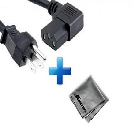 asus vk266h 25.5" lcd compatible new 15-foot right angled power cord cable (c13/5-15p) plus huetron microfiber cleaning cloth