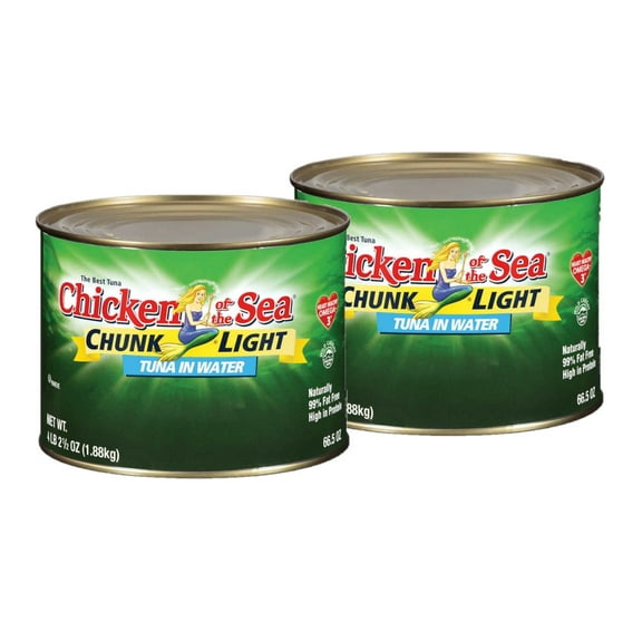 2 PACKS Chicken of the Sea Chunk Light Tuna in Water, Food Service Pack, 66.5 oz