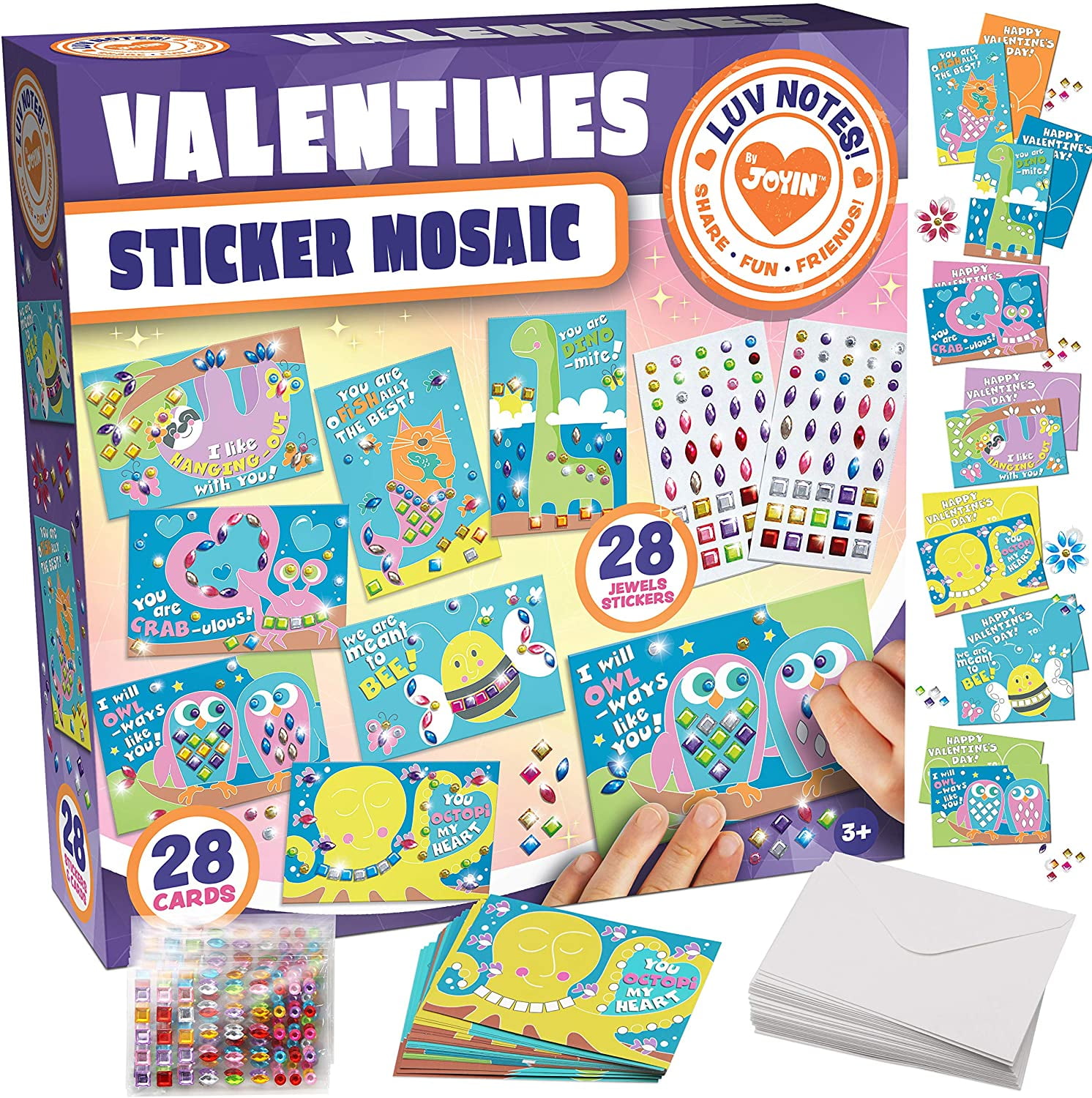 Image result for 28 pcs Valentine Cards with Sticker Mosaic for Kids Party Favor