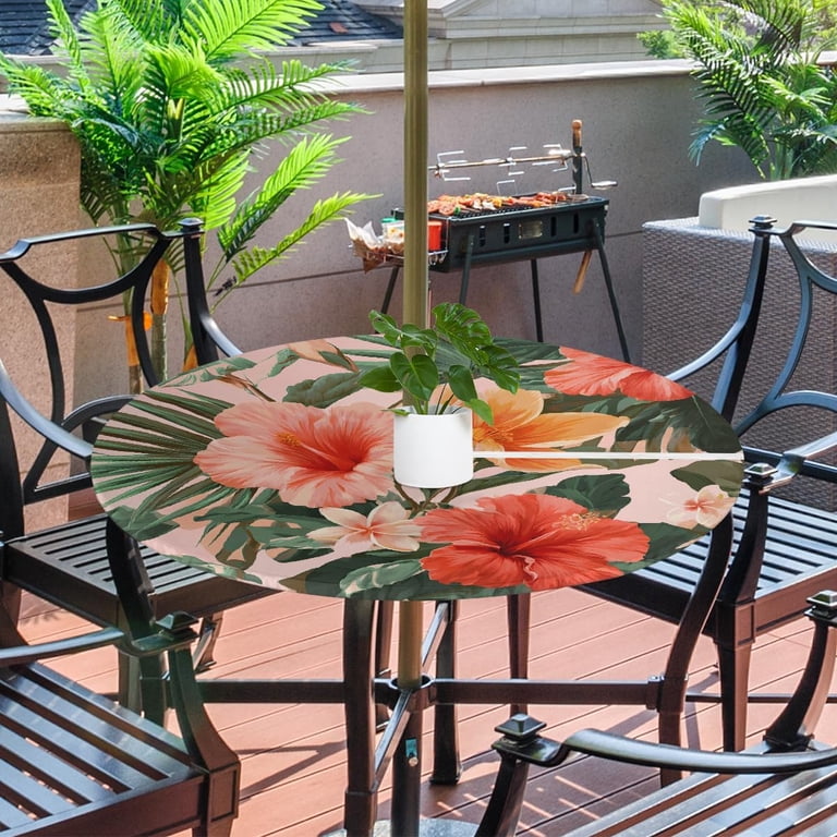 hibiscus patio umbrella LUVUP Beach and Grass with Matching Travel Carrying Bag - Large 7 Feet 5 Inches Tilting Telescopic Aluminum Pole - Twist Sand/Grass Anchor - Wind Air Vent Features a heat dye sublimation print with uncompromising quality and outstanding color vibrancy Umbrella Beach Hibiscus Green Blue