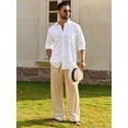 thumbnail image 3 of sogami Men's Cotton Linen Shirt Casual Long Sleeve Button Down Shirt, 3 of 6