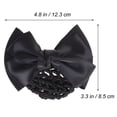 thumbnail image 4 of FELTECHELECTR piezas de moño elástico con lazo para el pelo, red con lazo grande, clip de malla para mujeres y niñas, color negro, 4 of 6
