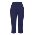 thumbnail image 5 of WQQZJJ Ladies Solid Color Capri Pants, Elastic Waist Pocket Wide Leg Pants Casual Stretch Fashion Pants Summer Women's Clothing, 5 of 7