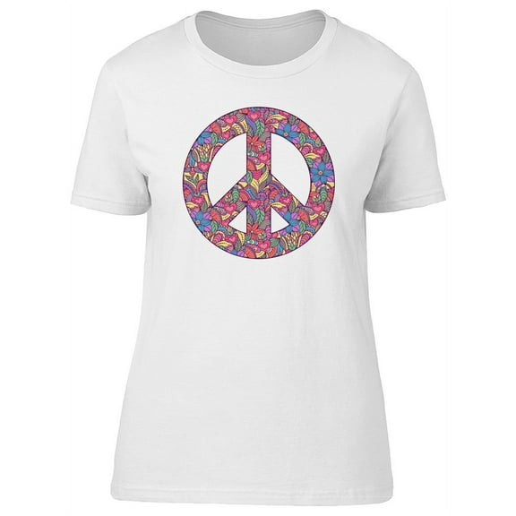 Floral Paisley Peace Symbol T-Shirt Women -Image by Shutterstock, Female Small