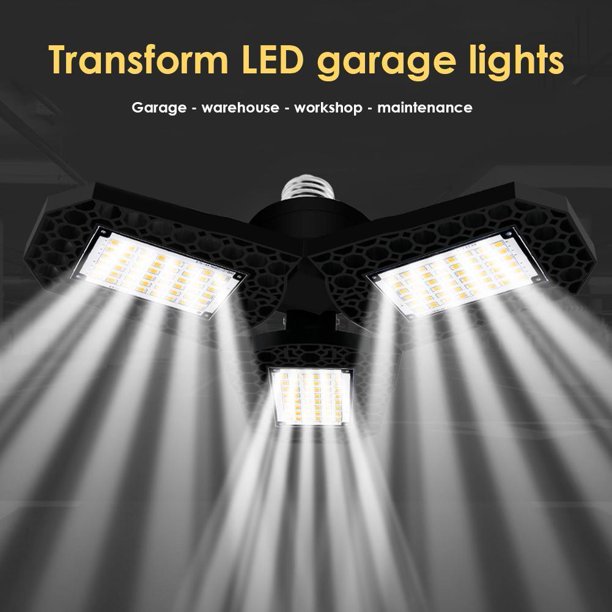 Luces De Garaje Lámpara de garaje de taller de patio al aire libre de luz industrial plegable LED (blanco 80W) Wdftyju Para estrenar