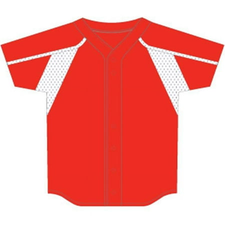 2500W-3506-L Womens Faux Full-Button, Red - Large