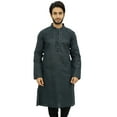 thumbnail image 6 of Atasi Men's Casual Linen Long Kurta Gray Ethnic Designer Shirt Wear-Small, 6 of 7