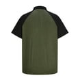 thumbnail image 5 of Men's Golf T-Shirts Athletic Workout Tee Short Sleeve Regular Fit Loose Casual 1/4 Button up Tops with Collar Summer Fashion Clothes for Male Color Block Patchwork Green L, 5 of 6