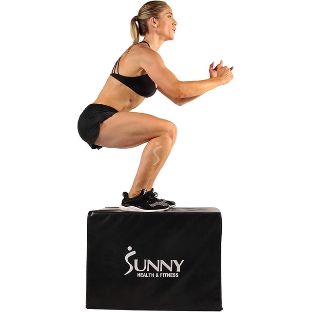 3en1 Plataforma de Salto Plyo Box Sunny Health & Fitness No. 072 con Alturas Ajustables de 20pulg 24pulg 28pulg Cubierta de Espuma Caja de Salto Pliométrica 550 lb Negro Sunny Health & Fitness No. 072