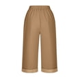 thumbnail image 4 of GUACER Summer Capri Pants for Women Linen Elastic Waist Drawstring Casual Breathable Cropped Trousers with Pockets, 4 of 5