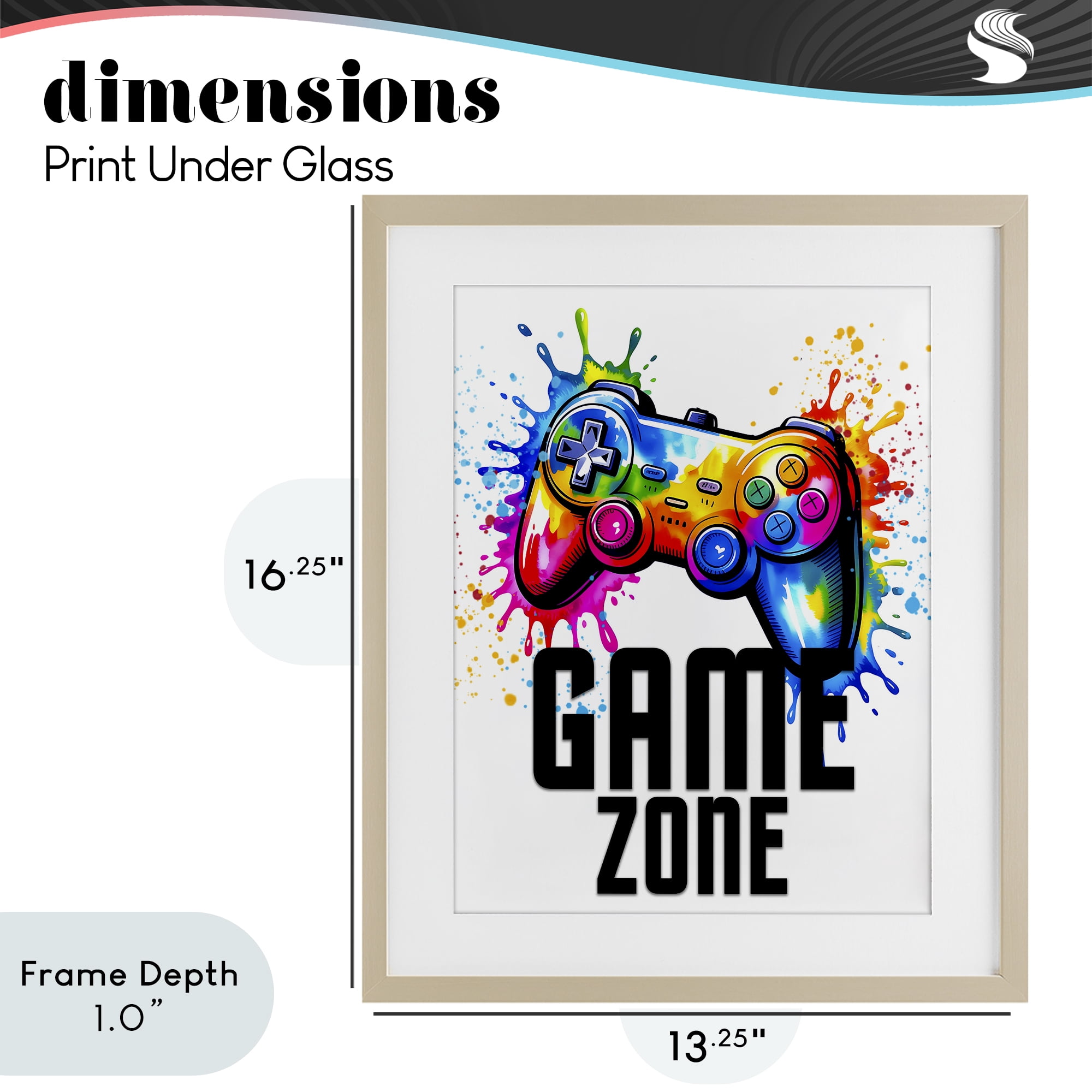 Stupell Industries Game Zone Splash Birch Framed Print Under Glass, design by Kim Allen