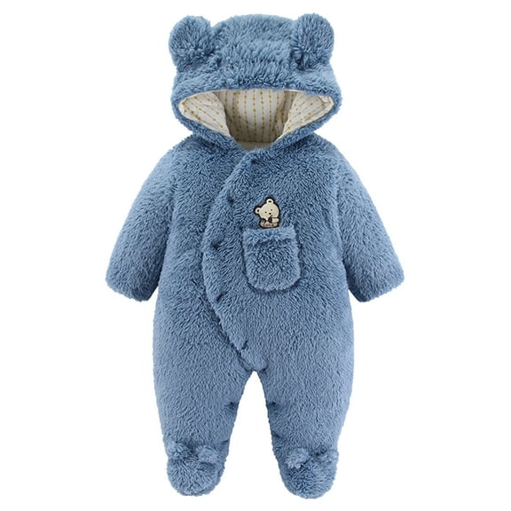 TAIAOJING Toddler Baby Girls Boys Coat Cartoon Bear Hooded Romper Jumpsuit Coat 0-3 Months