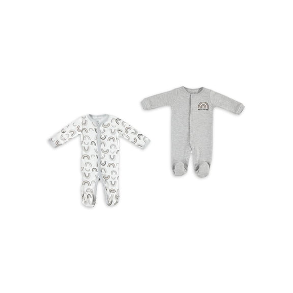 Baby Gear Baby Boy Baby Girl Gender Neutral Unisex 2 PC Footed Coverall Set, Sizes Newborn-9 Months