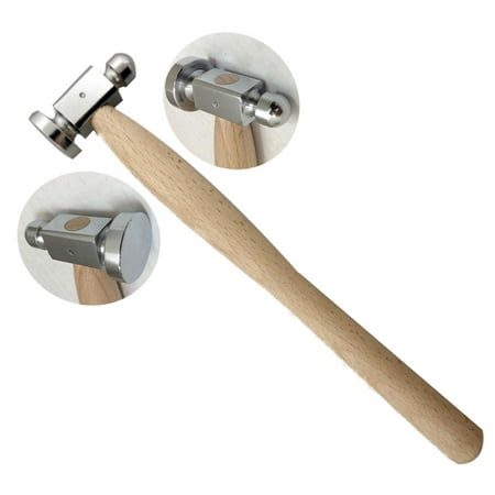 1 Inch Dome - 9-3/4 Inch Dome Head Chasing Hammer With 1 Inch Striking Surface And Wooden Handle