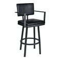 thumbnail image 5 of Armen Living Balboa 26” Counter Barstool with Arms-Black Coated Finish/Vintage Black Faux Leather, 5 of 7