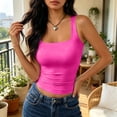 thumbnail image 4 of Women's Basic Square Neck Sleeveless Tank Top, Casual Solid Color Form-Fitting Camisole, Soft Stretchy Summer Top for Daily Wear Layering 04-Hot Pink XL, 4 of 4