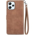 thumbnail image 3 of Zipper Storage Design Wallet Phone Case for Xiaomi Redmi 12, Skin Friendly Feel Leather Case with Magnetic Clasp and Muliti-Card Slots Holster for Redmi 12,SZY Brown, 3 of 11