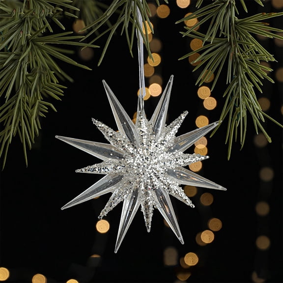 Elegant Transparent Acrylic Christmas Ornament - Sparkle Star Pendant for Tree