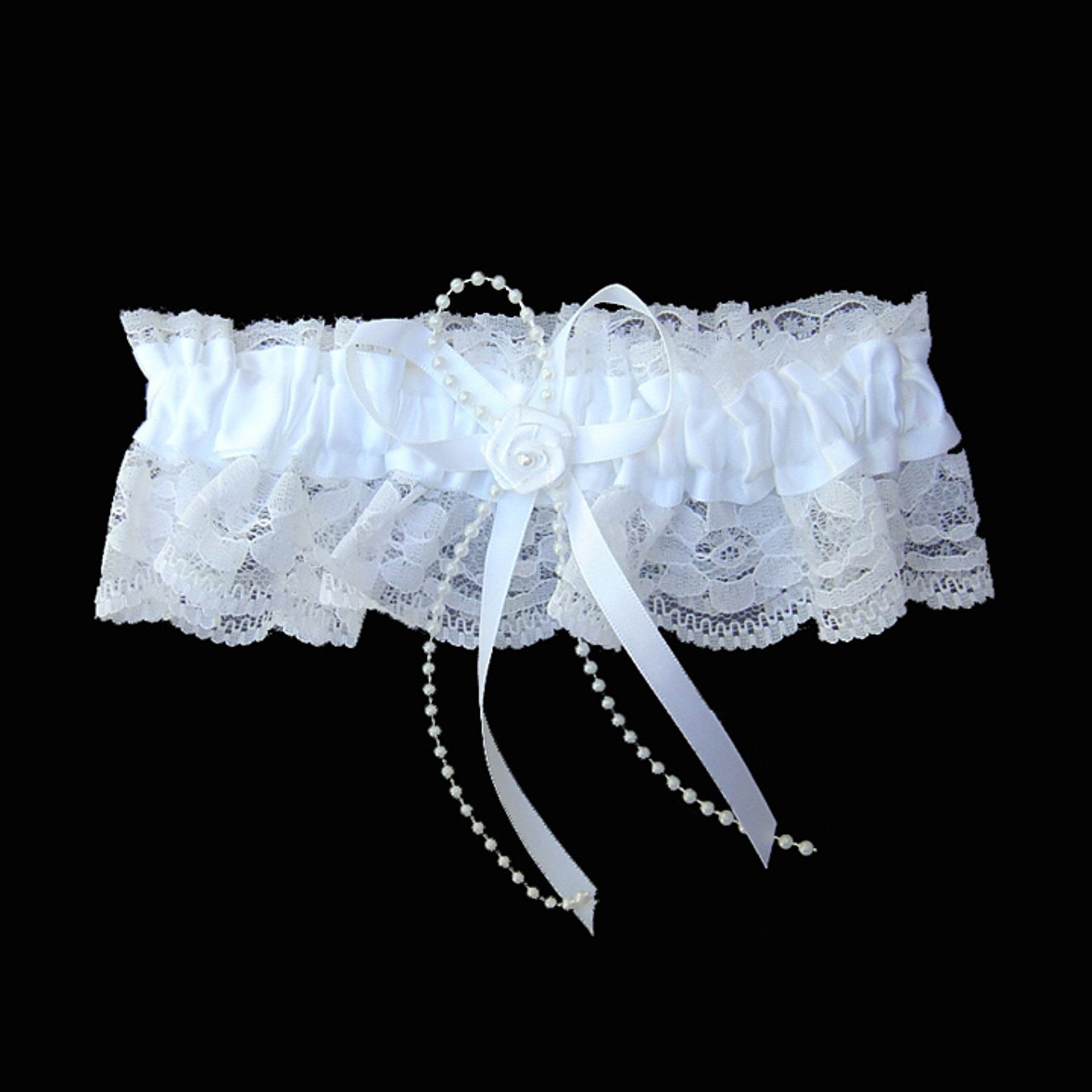 WEDDING GARTER WHITE PERSONALISED ANY COLOUR CENTRE SUPPLIED BOXED 