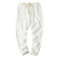 thumbnail image 6 of ZestMode 2 Pack Mens Casual Pants Linen Harem Drawstring Pants Elastic Waist Trouser Hippie Summer Beach Pants Loose Straight Cotton Bloomers Summer Pants Breathable Pants, 6 of 7