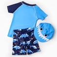 thumbnail image 3 of Baby Toddler Boys Two Pieces Swimsuit Set Swimwear Crab Bathing Suit Rash Guards with Hat UPF 50+, 3 of 7