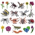 thumbnail image 1 of Set de figuras con forma de flor e insecto, 20 unidades, modelos de PVC para niños, 1 of 3