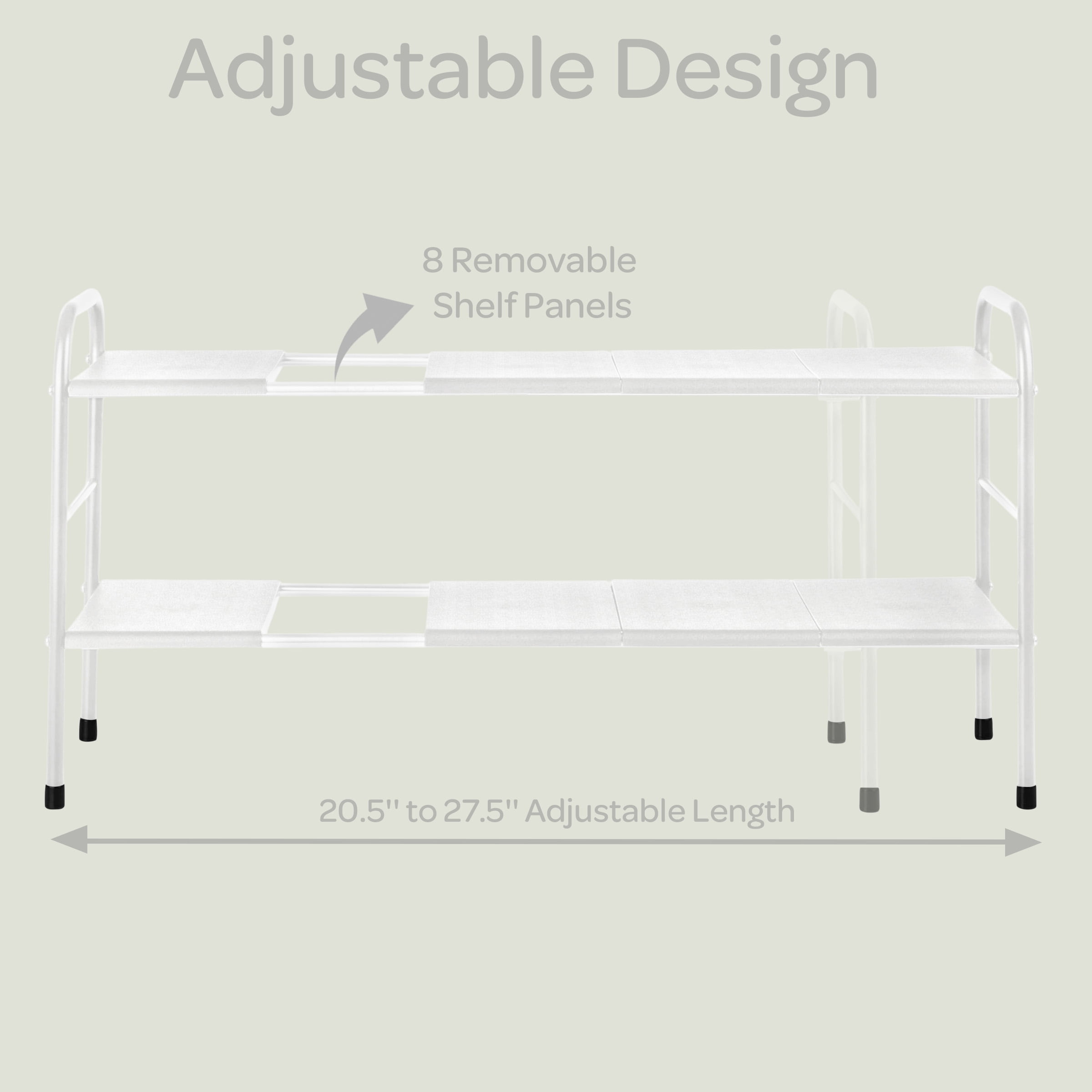 Home-Complete 2 Tier Under Sink Organizer with 8 Removable Panels (White)
