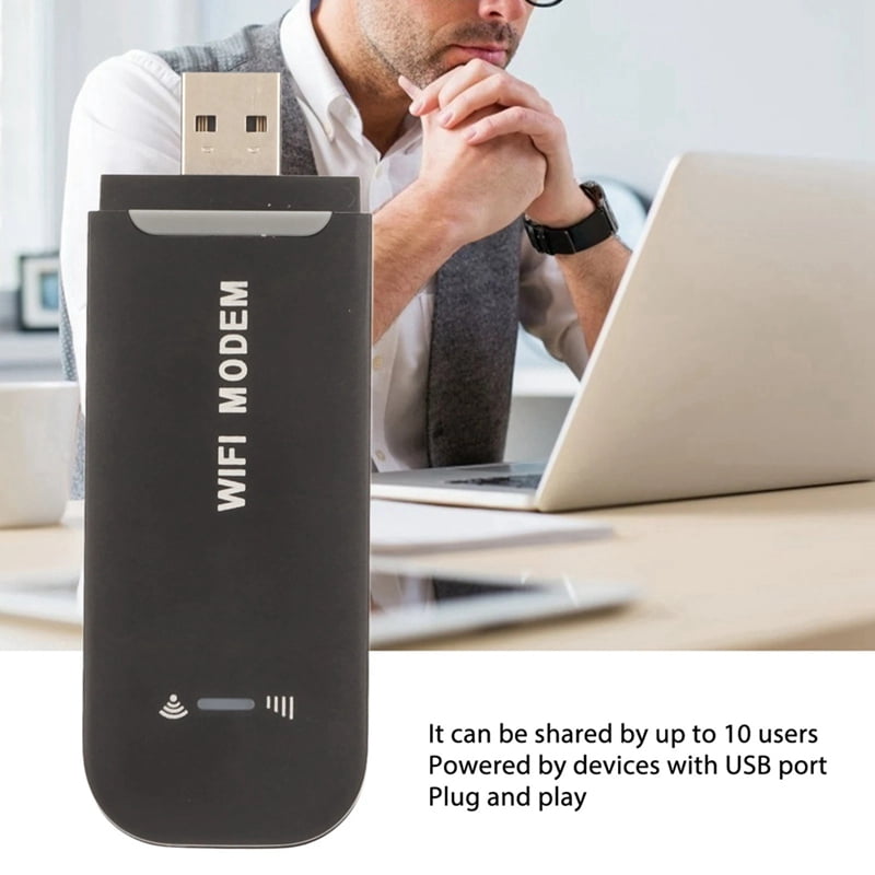 2X 4G WiFi Router USB Plug and Play LTE Hotspot with Stable Connection for Up to 10 Users Easy Micro-SIM Card Insertion