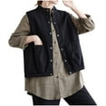 thumbnail image 2 of Xysaqa Womens Cotton Vests Button-Down Stand Collar Shirt Jackets Plain Lightweight Waistcoat Casual Sleeveless Jacket Cargo Vest with Big Pockets M-2XL, 2 of 9