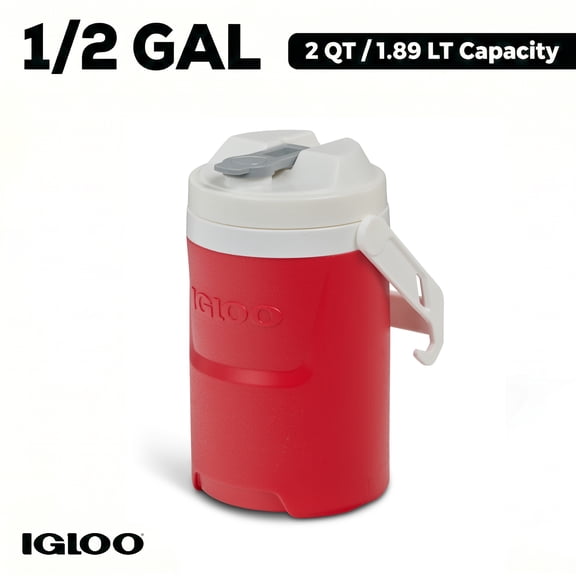 Igloo 1/2 Gallon Sports Beverage Plastic Jug with Hooks, Red