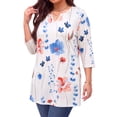 thumbnail image 2 of WellSize Plus Size Womens Tunic Tops 3/4 Sleeve Dressy Fall Blouses Casual V Neck Floral Shirts Tunics for Leggings, 2 of 9
