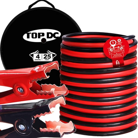 TOPDC Battery Jumper Cables 25 Feet 4 Gauge, Automotive Heavy Duty Booster Cables with Carry Bag