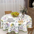 thumbnail image 2 of Spring Summer Tablecloth Round 60 Inch Floral Tablecloth Rustic Fabric Washable Flower Table Cloth for Kitchen Dinner Room Holiday Picnic Party Camping Patio Indoor Outdoor Decor, 2 of 6