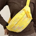 thumbnail image 5 of AZXY Sling Crossbody Bag, Yellow Lightweight Fabric Fanny Pack with Adjustable Strap, Casual Embroidered Waist Bag for Travel Daily Use, 5 of 7