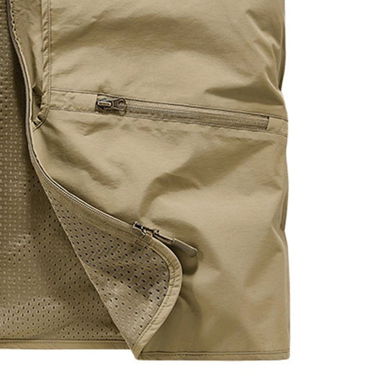 VBTAPA Men's Lightweight Vest Sleeveless Cargo Work Jacket Outdoor Travel Hiking Running Outerwear Vests with Zip Pockets Khaki XXXL