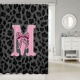thumbnail image 2 of Manfei Leopard Print Monogram M Shower Curtain 72Wx72L,Cute Bow Bathroom Curtain,Light Gray, 2 of 5