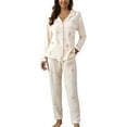 thumbnail image 2 of BILIKEYU Women's Casual Lapel Button Print Two Piece Long Sleeve Pajamas, Womens Pajamas Set, Fall Clothes for Women, 2 Piece Sets for Women, 2 of 4