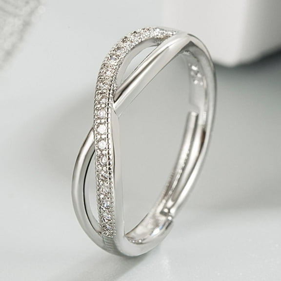 BNNG Silver Adjustable Ring Silver Rings for Women Cubic Zirconia Twist Love Knot Dainty Ring Silver Minimalist Open Finger Rings Silver Thumb Sterling Silver Ring Adjustable Thumb Ring