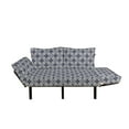 thumbnail image 2 of Geometric Futon Couch, Symmetrical Circular Pattern Floral Elements Japanese Mandala Flower Foliage, Daybed with Metal Frame Upholstered Sofa for Living Dorm, Loveseat, Dark Blue Cream, by Ambesonne, 2 of 4