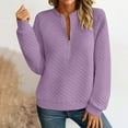 thumbnail image 2 of Edvintorg Women's Sweatshirt Quarter Half Zip Pullover Tops Fashion 2025 Comfy Fall Winter Clothes Oversized Sweatshirt for Women Purple S, 2 of 6