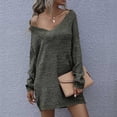 thumbnail image 2 of JINMGG V Neck Sweaters for Women Fall Winter Clearance,Women's Long Sleeve Solid Color Knitted Loose V Neck Sweater, 2 of 7