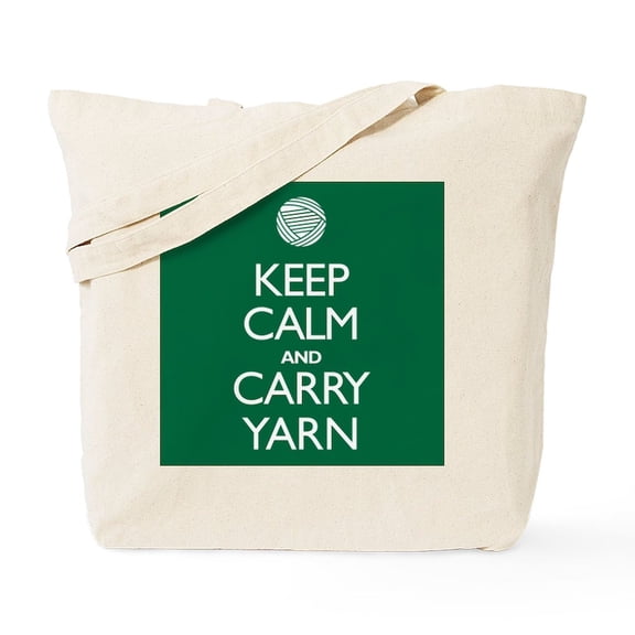 CafePress - Green Keep Calm And Carry Yarn Tote Bag - Unisex Canvas Tote Bag, Beige, 1-Piece